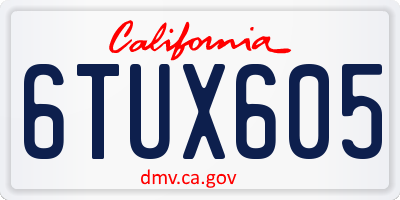CA license plate 6TUX605