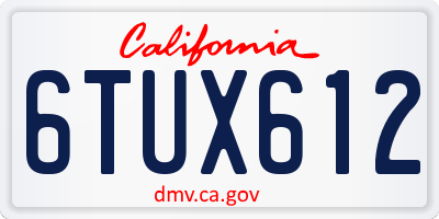 CA license plate 6TUX612
