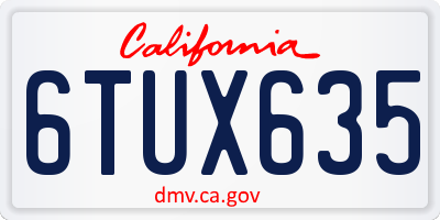 CA license plate 6TUX635