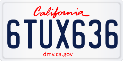 CA license plate 6TUX636