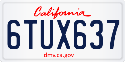 CA license plate 6TUX637