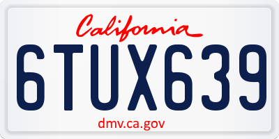 CA license plate 6TUX639