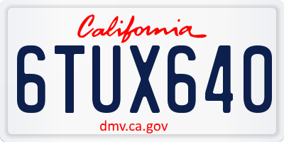 CA license plate 6TUX640