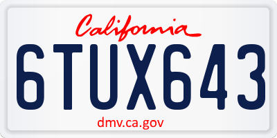 CA license plate 6TUX643
