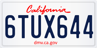 CA license plate 6TUX644