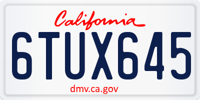 CA license plate 6TUX645