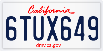 CA license plate 6TUX649