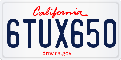 CA license plate 6TUX650