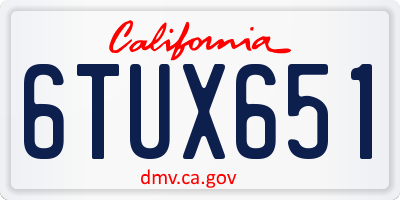 CA license plate 6TUX651