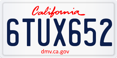 CA license plate 6TUX652