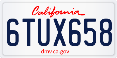 CA license plate 6TUX658