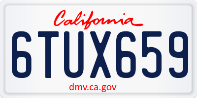 CA license plate 6TUX659