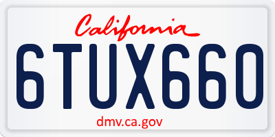 CA license plate 6TUX660