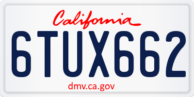 CA license plate 6TUX662