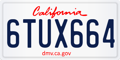 CA license plate 6TUX664