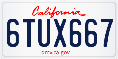 CA license plate 6TUX667