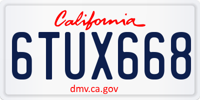 CA license plate 6TUX668