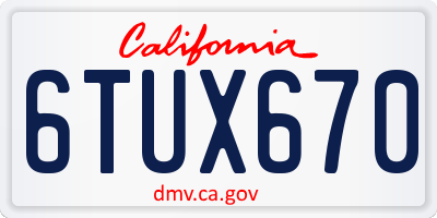 CA license plate 6TUX670
