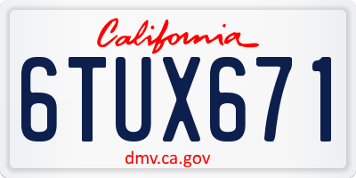 CA license plate 6TUX671
