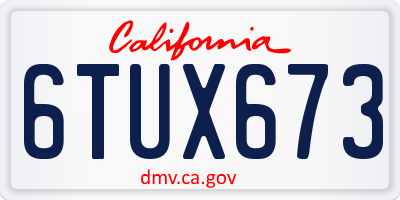 CA license plate 6TUX673