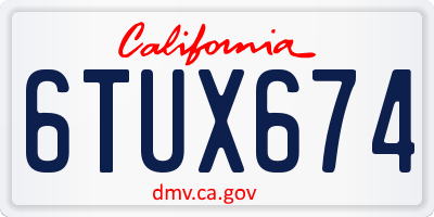 CA license plate 6TUX674