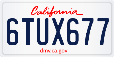 CA license plate 6TUX677