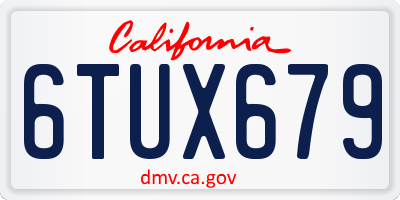 CA license plate 6TUX679