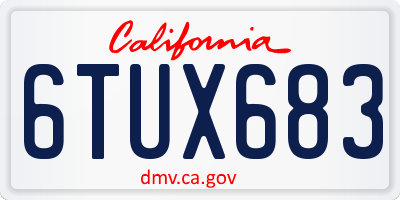 CA license plate 6TUX683