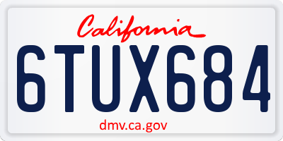 CA license plate 6TUX684
