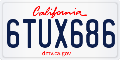 CA license plate 6TUX686