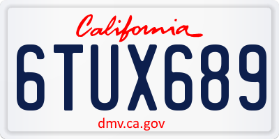CA license plate 6TUX689