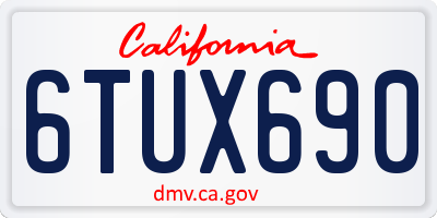 CA license plate 6TUX690