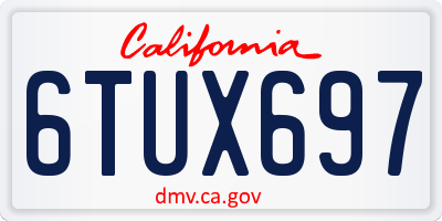 CA license plate 6TUX697