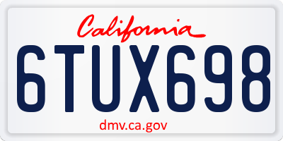CA license plate 6TUX698