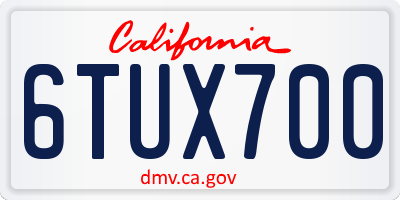 CA license plate 6TUX700