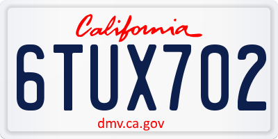 CA license plate 6TUX702