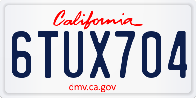 CA license plate 6TUX704