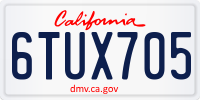CA license plate 6TUX705