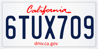 CA license plate 6TUX709