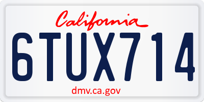 CA license plate 6TUX714