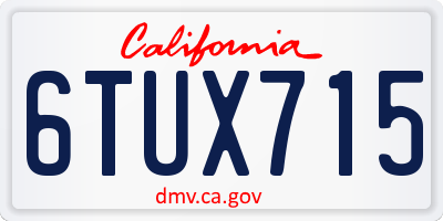 CA license plate 6TUX715