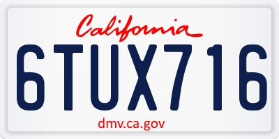 CA license plate 6TUX716