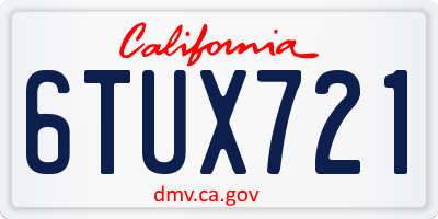 CA license plate 6TUX721