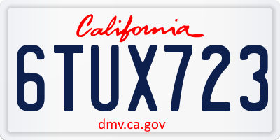 CA license plate 6TUX723