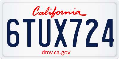 CA license plate 6TUX724