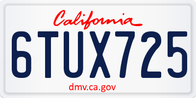 CA license plate 6TUX725