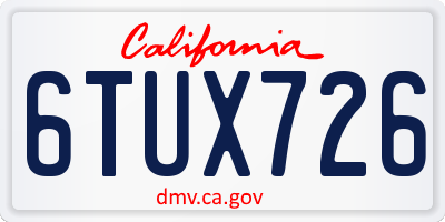 CA license plate 6TUX726