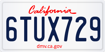 CA license plate 6TUX729