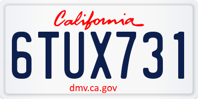 CA license plate 6TUX731