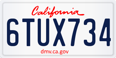 CA license plate 6TUX734
